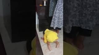 Cute girl touches her Mother's feet..