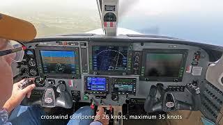 Piper Meridian - landing in extreme cross wind!