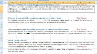 Select...Case Statements in Excel VBA, using To & Is Keywords & Comma in Case Clause