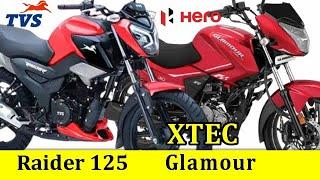 TVS Raider 125 vs Hero Glamour XTEC  | Compare Hero Glamour XTEC  And TVS Raider 125 | 2024