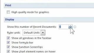 How to change the number of recently used documents