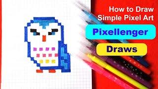 How to Draw Owl Simple Pixel Art Picture for Kids