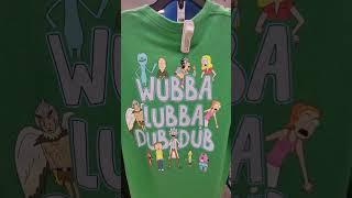 RICK AND MORTY GREEN T-SHIRT - WUBBA LUBBA DUB DUB - $8.99 - INSIDE SPACE SHIP - BUDGET SHOPPING