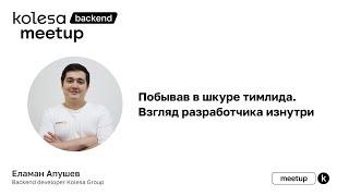 Еламан Апушев, «Побывав в шкуре тимлида - взгляд разработчика изнутри»