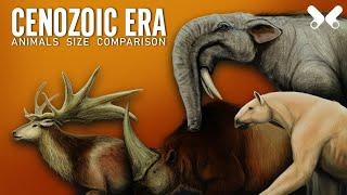 CENOZOIC ERA . Animals Size comparison. Paleoart