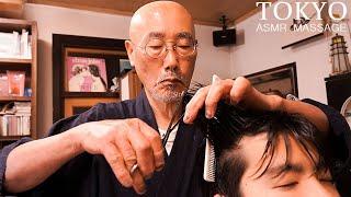 ASMR Best Barber at 76 Years Old | Haircut, Massage, Hair wash, Shaving