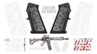Laser Engraving AR15 A2 Grip Design Timelapse video by Fragout Firearms