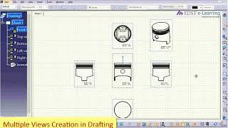 How to create Multiple Views Using Wizard tool in CATIA V5 | EDST e-Learning