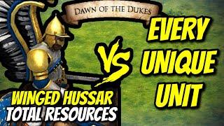 WINGED HUSSAR (Poles) vs EVERY UNIQUE UNIT (Total Resources) | AoE II: Definitive Edition