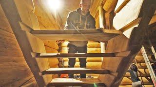 The STAIRS Are Almost DONE / Off Grid LOG CABIN Building (S3 Ep19)