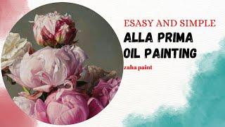 Flower Oil painting for beginners. color mixing and alla prima technique