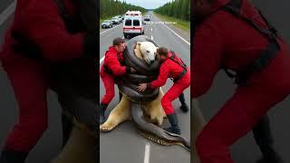 Anaconda attacks polar bear