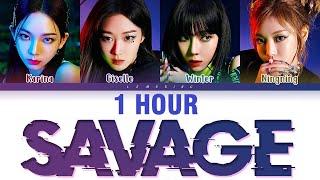 [1 HOUR] aespa Savage Lyrics (에스파 Savage 가사) [Color Coded Lyrics/Han/Rom/Eng]