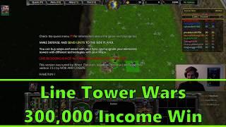 Warcraft 3 Reforged - LINE TOWER WARS - OP Tower Combo! - 300,000 Income WIN