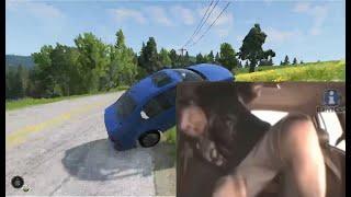 No seat belt guy Crash Outside View (BeamNG)