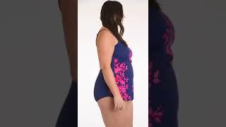 Maxine Plus Size Divine Floral Bandeau Sarong One Piece Swimsuit | SwimOutlet.com