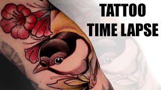 TATTOO TIME LAPSE | Neotraditional Bird Tattoo