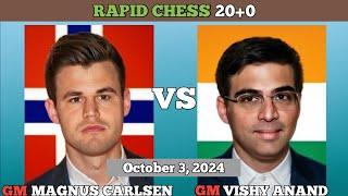 Magnus Carlsen vs Viswanathan Anand | Tech Mahindra Global Chess 2024 | Rapid Chess 20+0