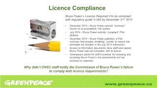 Greenpeace Canada on the Relicensing of the Bruce A & B Nuclear Plants