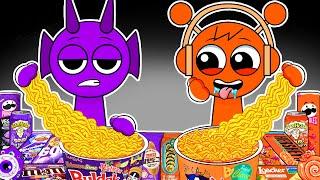 SPRUNKI Animation - OREN & DURPLE Convenience Store Purple Orange Food | ASMR Mukbang