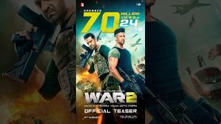 #War2Teaser crosses 70 Million views across languages and platforms #HrithikRoshan #NTR #KiaraAdvani