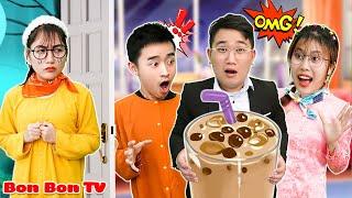 Làm Trà Sữa Trân Châu Đường Đen Siêu To Khổng Lồ Cùng Amanda | Bon Bon TV