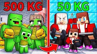 Mikey Family 500KG vs JJ Family 50KG in Minecraft (Maizen)