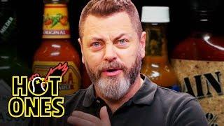 Nick Offerman Gets the Job Done While Eating Spicy Wings | Hot Ones