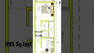 11 x 45 house plan || Ghar ka naksha || small house plan || autocad 2d plan