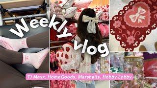 WEEKLY VLOG: Pilates, Valentines Day decor shopping at TJ Maxx, HomeGoods & Marshalls, bestie time