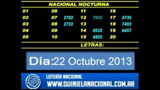 Quiniela Nacional Nocturna Martes 22 de Octubre 2013