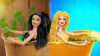 POOR vs RICH EXTREME MAKEOVER FOR MY BARBIE DOLL || Cute Tiny Crafts for Dolls by 123 GO!