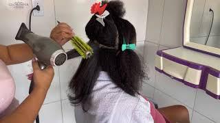 ESCOVA EM UM CABELO CRESPO MUITO CHEIO - PASSO A PASSO COMPLETO - LISO SEM QUÍMICA