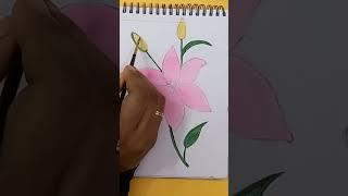 How To Draw Beautiful Flowers Easy Step By Step Tutorial For Beginners #Lily Flower #shorts