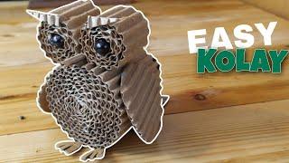 KARTONDAN DEKORATİF MAKET BAYKUŞ ! KOLAY BAYKUŞ YAPIMI / HOW TO MAKE OWL FROM CARDBOARD