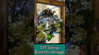 DIY Butterfly Wreath Using a Thrift Store Garland #diy #thriftydecor #thriftydecorating