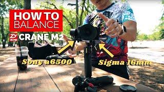 How to balance Zhiyun Crane M2 Gimbal with Sigma 16mm & Sony a6500