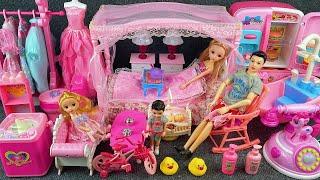 15 Minutes Satisfying with Unboxing Pink Toy Bed and Refrigerator Play Set Review Toys | ASMR