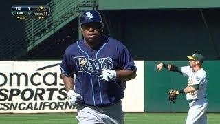 TB@OAK: Young flies out in his return to the Rays