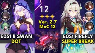 E0S1 Black Swan DoT & E0S1 Firefly Super Break | Memory of Chaos Floor 12 3 Stars |Honkai: Star Rail