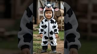 ADORABLE CUTE BABY COW VS PIG COSTUME #cute #baby #cutebaby #fashion #adorablebaby #cow #pig