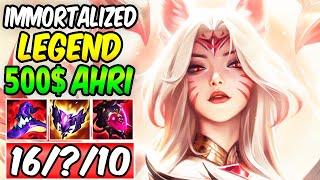 500$ AHRI SKIN GAMEPLAY - IMMORTALIZED LEGEND AHRI MID | Best AP Build & Runes | League of Legends