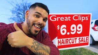 $7 GREAT CLIPS HAIRCUT  HONEST REVIEW | FADE WITH HARD PART