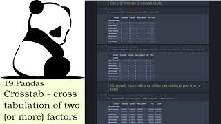 19. Pandas Crosstab   cross tabulation of two factors examples