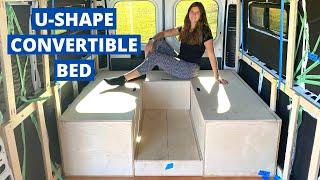 U-Shape Convertible Bed | Ram ProMaster Van Build Series 9 | Van Life | Solo Female Traveler