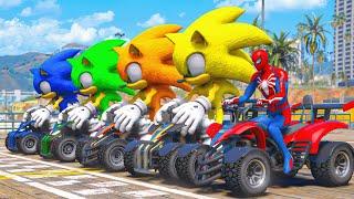 SPIDERMAN & SONIC THE HEDGEHOG Superheroes Street Blazer Racing EVENT on Beach Challenge #1062