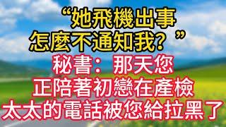【完結】“她飛機出事怎麼不通知我”？秘書：那天您正陪著初戀在產檢，太太的電話早就被您給拉黑了！#故事#言情小說#一口氣看完#爽文