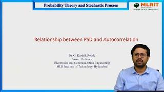 LEC33| PTSP |Relationship Between PSD and Autocorrelation By Dr. G.  Karthik Reddy