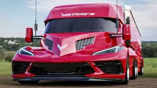 Our Chevy Corvette Semi Truck Render Offers A Big Rig Body With A Stingray Soul