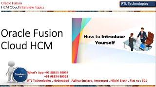 Oracle Fusion Cloud HCM | Tell me about yourself | Interview questions | Interview | Placement